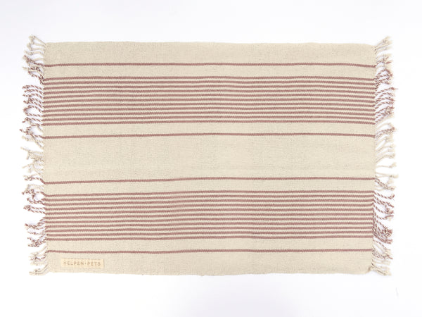 Deep Rose Pink Striped Artisan-Made Rug, Large