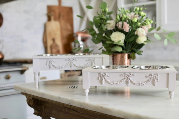 Rose Swag Elevated Pet Feeder